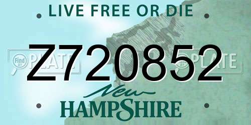 Z720852 New Hampshire License Plate