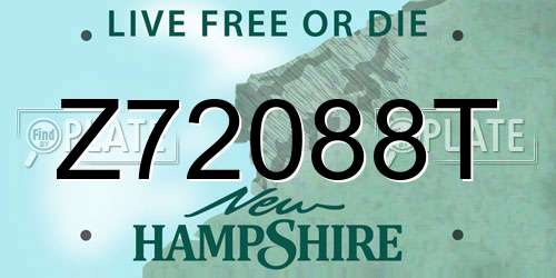 Z72088T New Hampshire License Plate