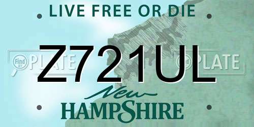 Z721UL New Hampshire License Plate