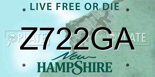 Z722GA New Hampshire License Plate