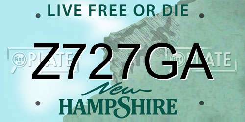 Z727GA New Hampshire License Plate
