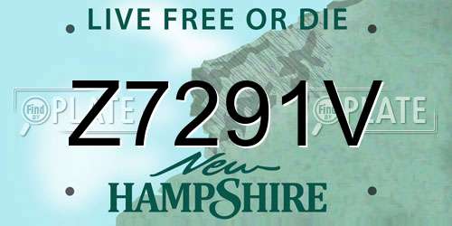 Z7291V New Hampshire License Plate