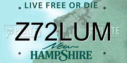 Z72LUM New Hampshire License Plate