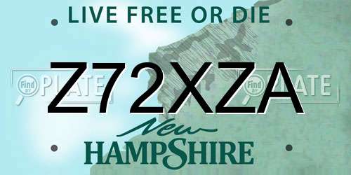 Z72XZA New Hampshire License Plate