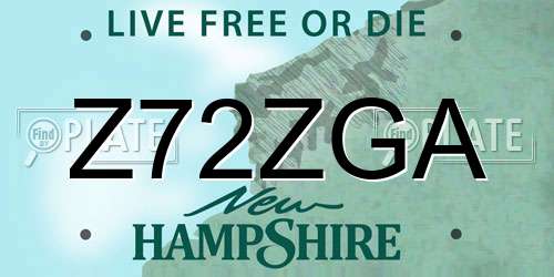 Z72ZGA New Hampshire License Plate