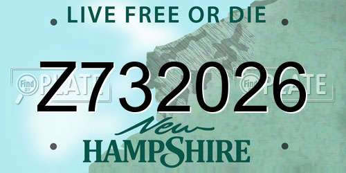 Z732026 New Hampshire License Plate