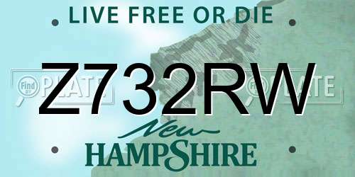 Z732RW New Hampshire License Plate
