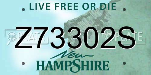Z73302S New Hampshire License Plate