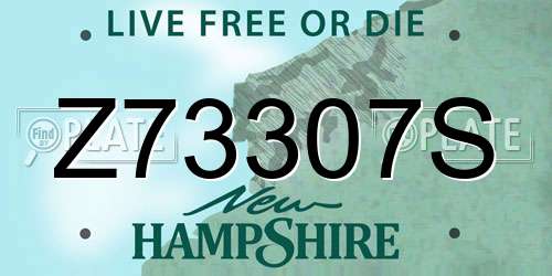 Z73307S New Hampshire License Plate