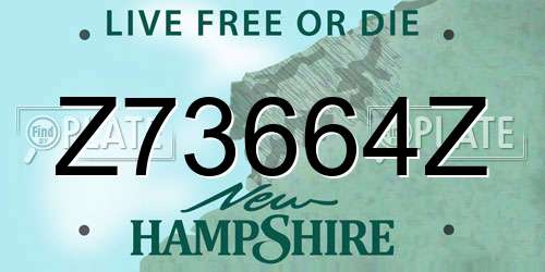 Z73664Z New Hampshire License Plate