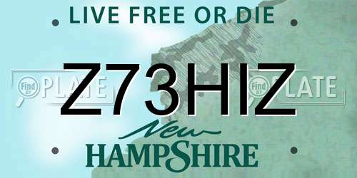 Z73HIZ New Hampshire License Plate