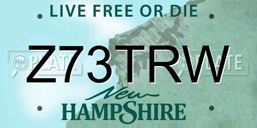 Z73TRW New Hampshire License Plate