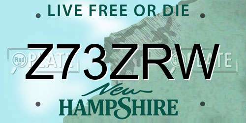 Z73ZRW New Hampshire License Plate