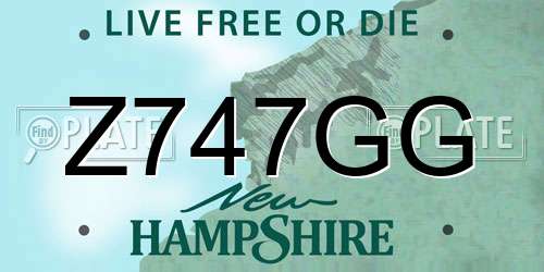 Z747GG New Hampshire License Plate