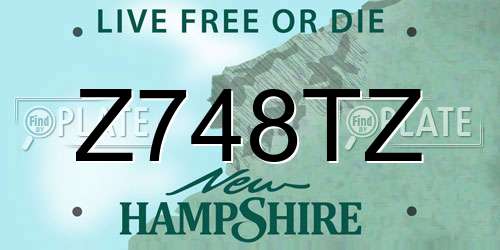 Z748TZ New Hampshire License Plate