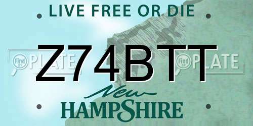 Z74BTT New Hampshire License Plate