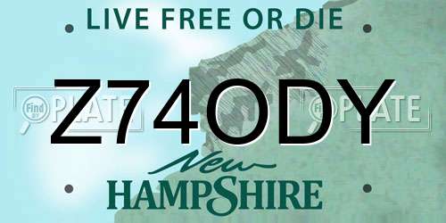 Z74ODY New Hampshire License Plate