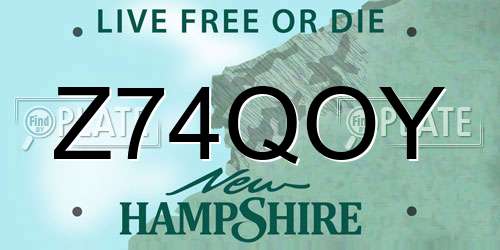 Z74QOY New Hampshire License Plate