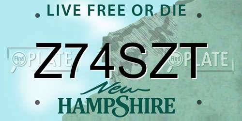 Z74SZT New Hampshire License Plate
