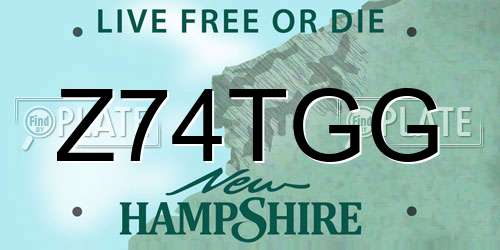 Z74TGG New Hampshire License Plate