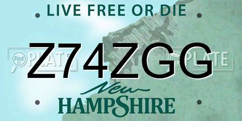 Z74ZGG New Hampshire License Plate