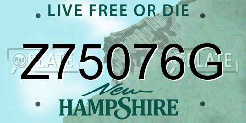 Z75076G New Hampshire License Plate