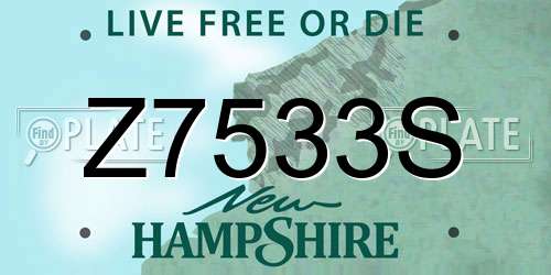 Z7533S New Hampshire License Plate