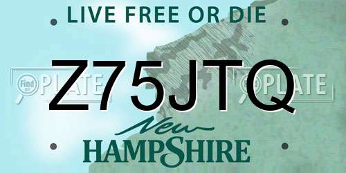 Z75JTQ New Hampshire License Plate