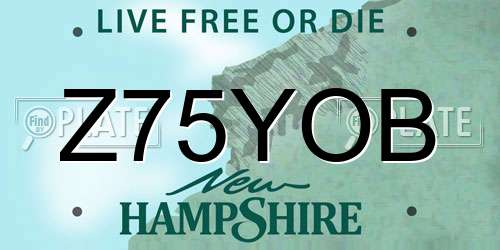 Z75YOB New Hampshire License Plate