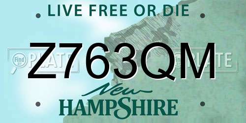 Z763QM New Hampshire License Plate