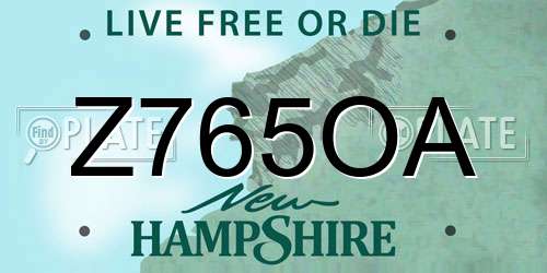 Z765OA New Hampshire License Plate