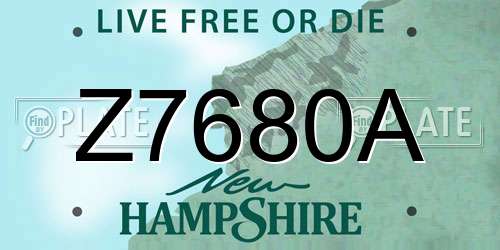 Z7680A New Hampshire License Plate