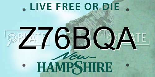 Z76BQA New Hampshire License Plate