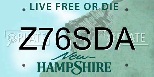 Z76SDA New Hampshire License Plate