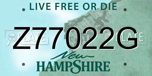 Z77022G New Hampshire License Plate