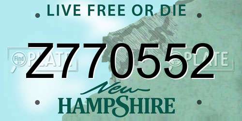 Z770552 New Hampshire License Plate