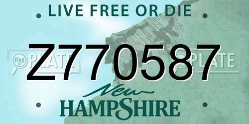 Z770587 New Hampshire License Plate