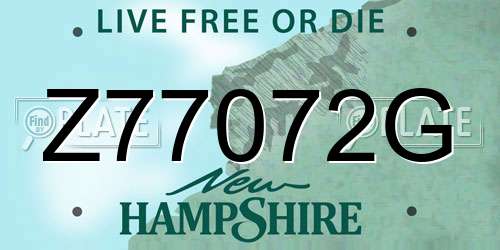 Z77072G New Hampshire License Plate