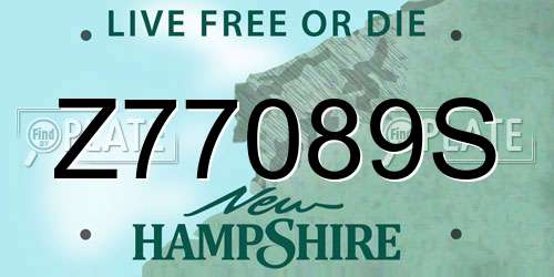 Z77089S New Hampshire License Plate