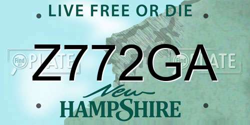 Z772GA New Hampshire License Plate