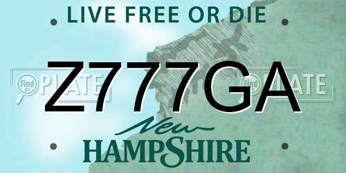 Z777GA New Hampshire License Plate