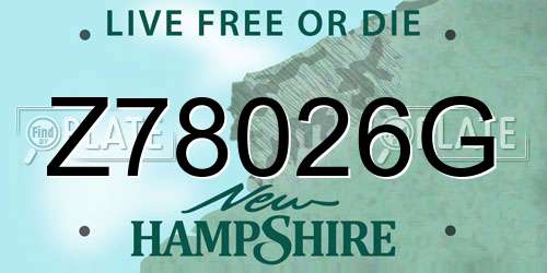 Z78026G New Hampshire License Plate