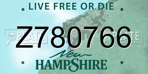 Z780766 New Hampshire License Plate