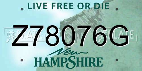 Z78076G New Hampshire License Plate