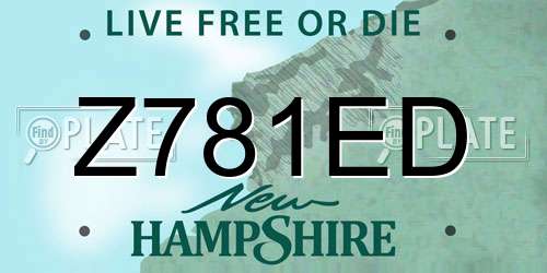 Z781ED New Hampshire License Plate