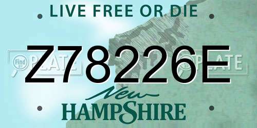 Z78226E New Hampshire License Plate