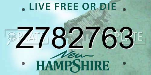 Z782763 New Hampshire License Plate