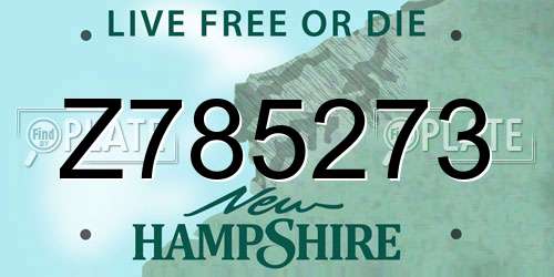 Z785273 New Hampshire License Plate
