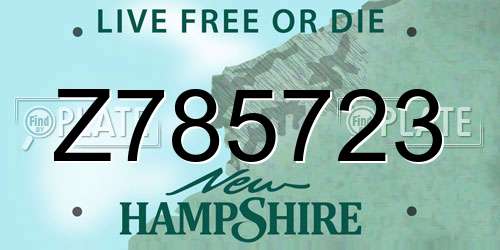 Z785723 New Hampshire License Plate
