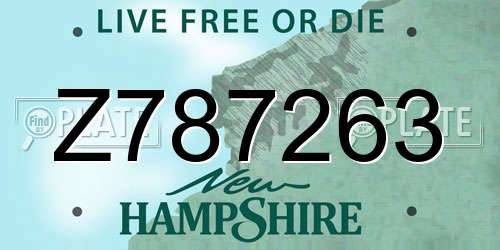 Z787263 New Hampshire License Plate